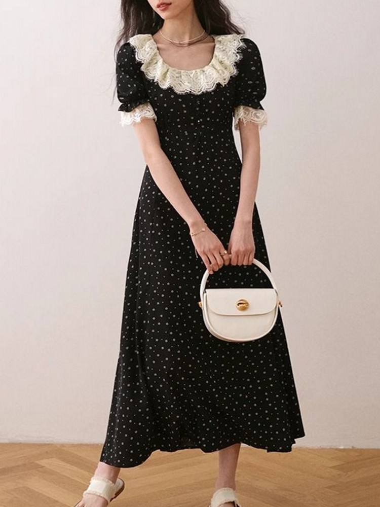 Midi Skirt Floral - Robe midi élégante à manches courtes
