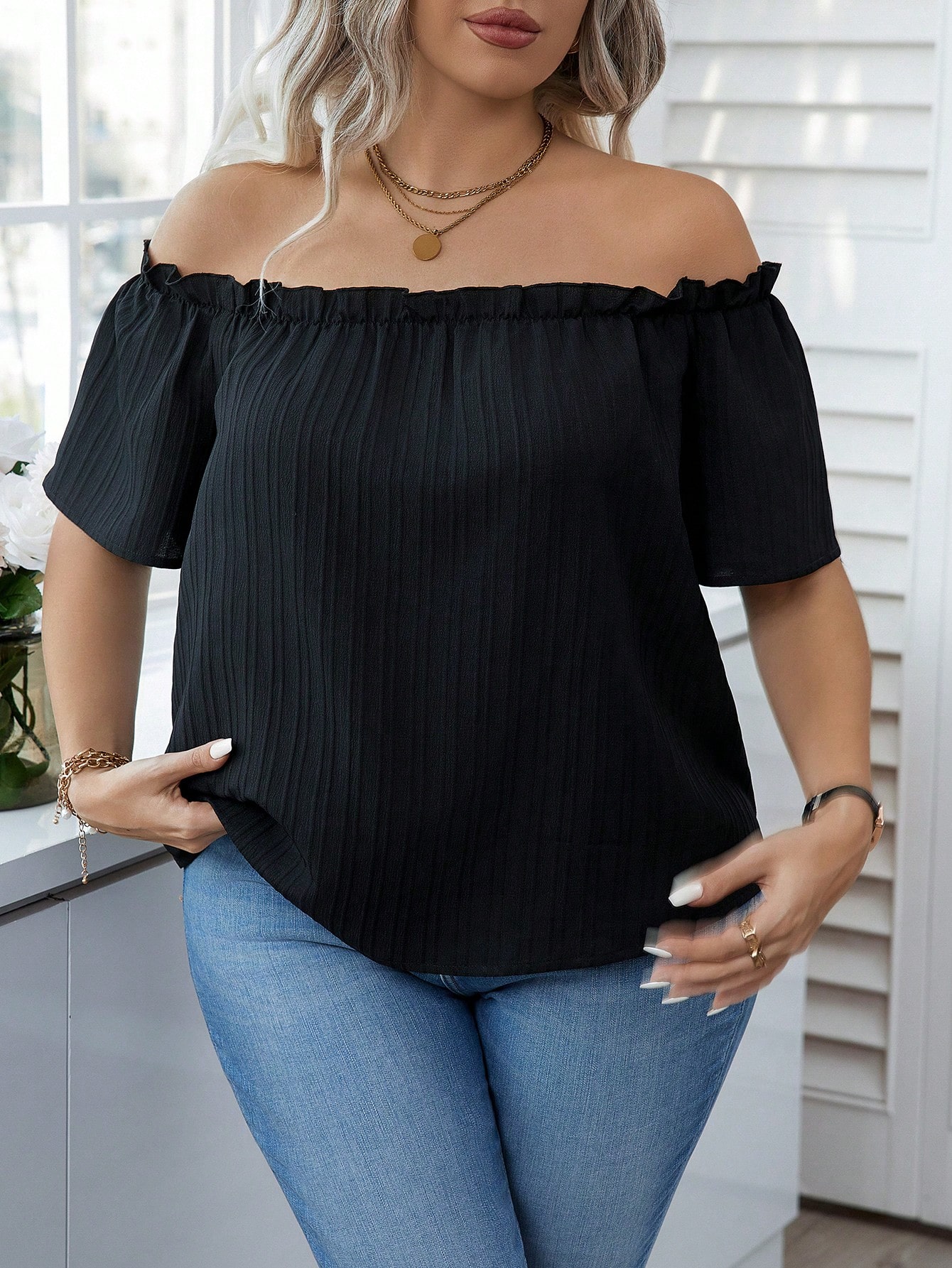 Haut noir sexy à épaules dénud - Blouse Off Shoulder avis et prix