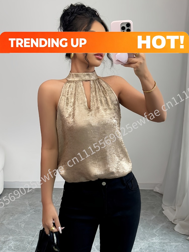 Chemisier Femme Doré Brillant  - Blouse Off Shoulder avis et prix
