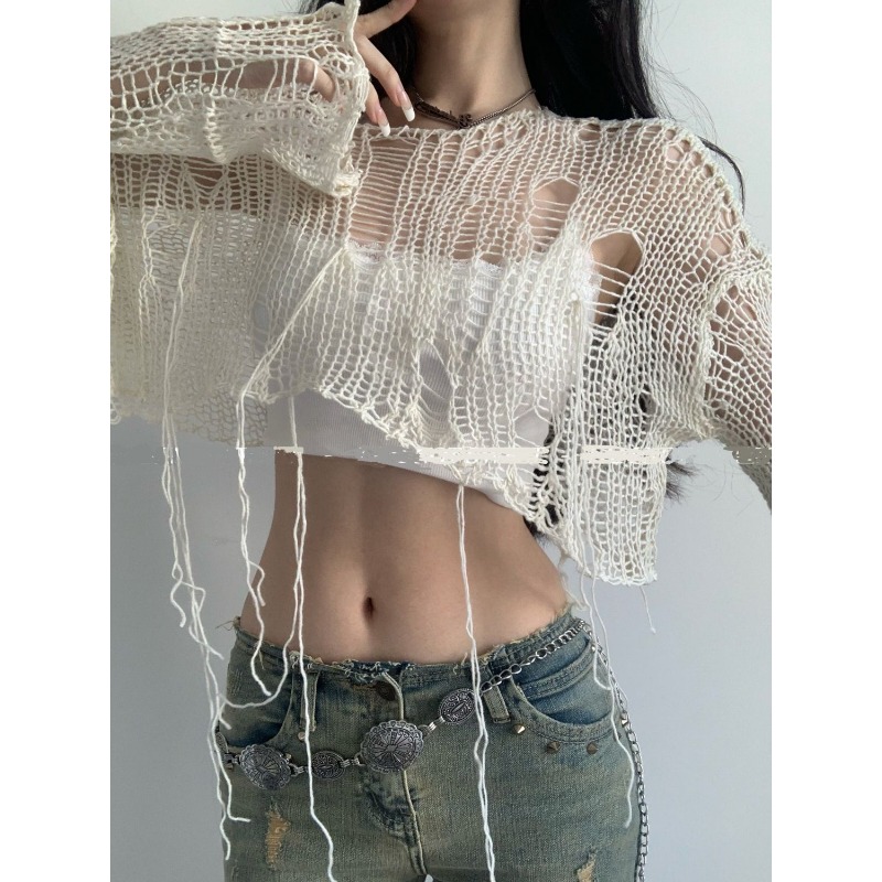 Deeptown Y2K femmes tricot t-s - Crop Top Crochet avis et prix