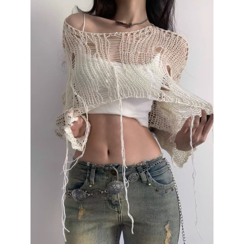 Deeptown Y2K femmes tricot t-s - Crop Top Crochet avis et prix