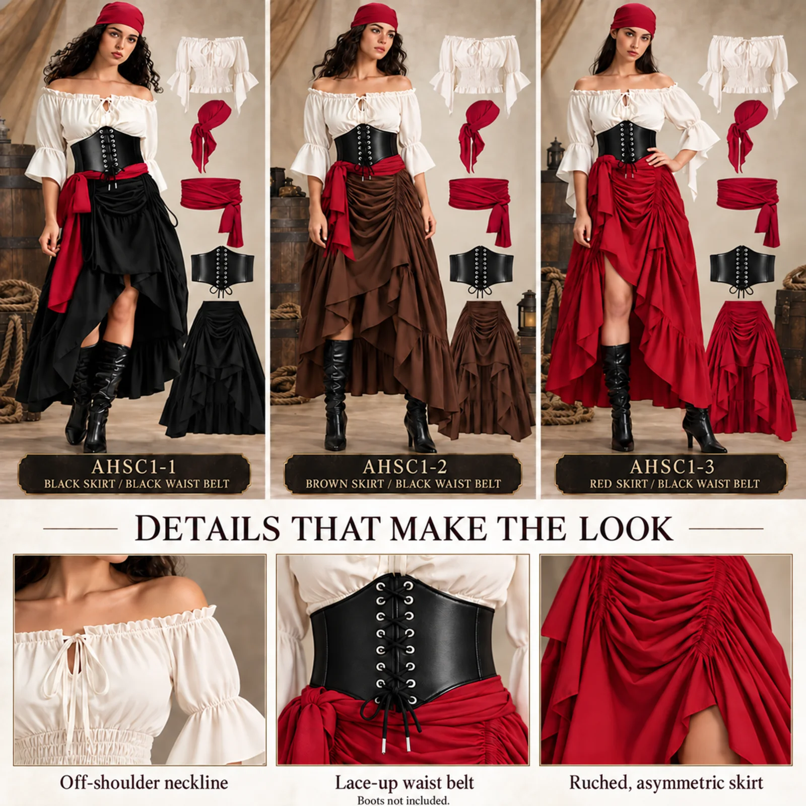 Ensemble de costume de pirate  - Blouse Off Shoulder avis et prix