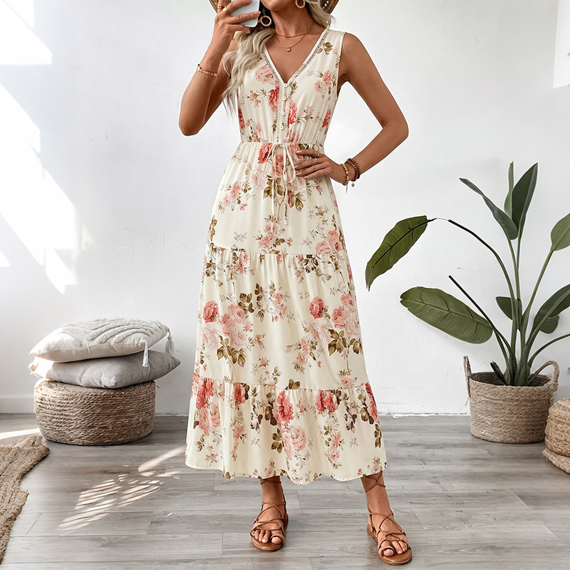 Robe midi sans manches à impri - Midi Skirt Floral avis et prix